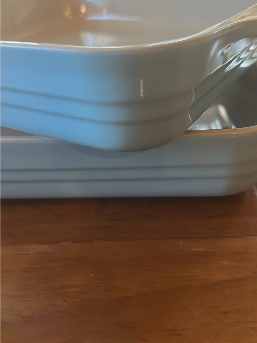 2 Le Creuset 9.5x9.5” stoneware baking dishes